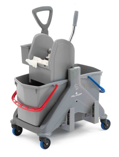 Filmop Cleaning cart OneFRED 2 x 15L, plastic, with bowl for cleaning. and a mop holder