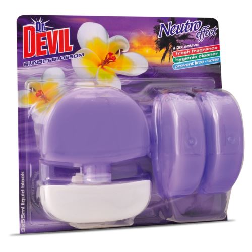DR.DEVIL toilet block, Sunset blossom, 3 x 55 ml, curtain