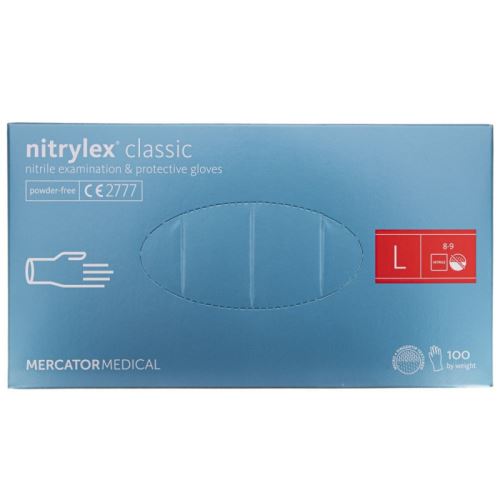 Rukavice nitrilové NITRYLEX Classic Blue, nepudrované, modré, 100ks