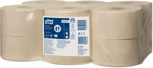 Tork Premium toilet paper mini Jumbo natural T2, recycled, 2 layers, 1x12 rolls