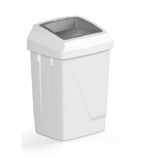 Filmop Waste bin ATLAS FIT, 50L, plastic, white with gray insert for mixed waste
