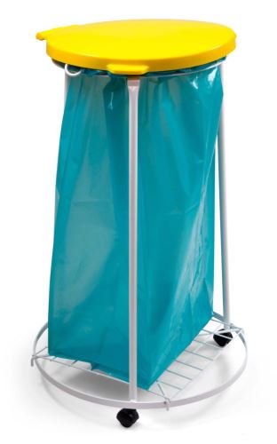 Filmop Stand "TREND" metal, gray lacquer, yellow lid, 70L, mobile