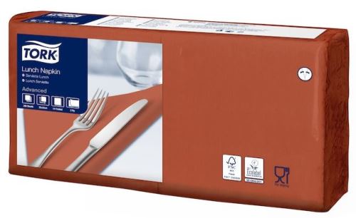 Tork terracotta napkin - lunch, 33 x 33 cm, 2 layers, 1/4, 200 pcs