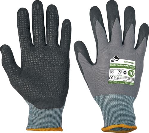 Gloves NYROCA MAXIM DOTS FH, made of knitted nylon/lycra dipped in microporous, with targe