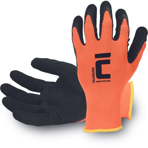 Rukavice pletené SALANGANA, polyester+latex, červená, vel. 06