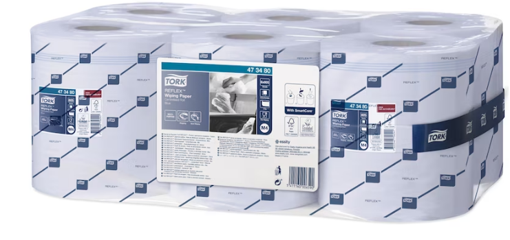 Tork reflex® papírová utěrka, 1 vrstva, recykl, 1 x 6 rolí, modrá