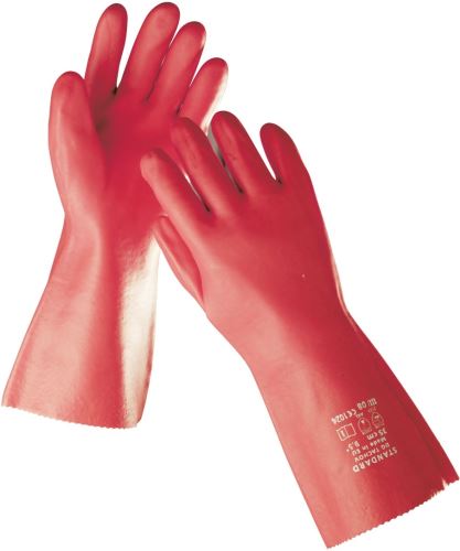 STANDARD cotton gloves, No. 9.5 red, fully soaked in PVC