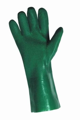 PETREL cotton gloves, No. 10, green, dipped in PVC