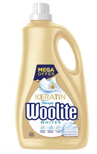 WOOLITE White Keratin, 3,6L/60PD, tekutý prací gel na bílé prádlo, bílý