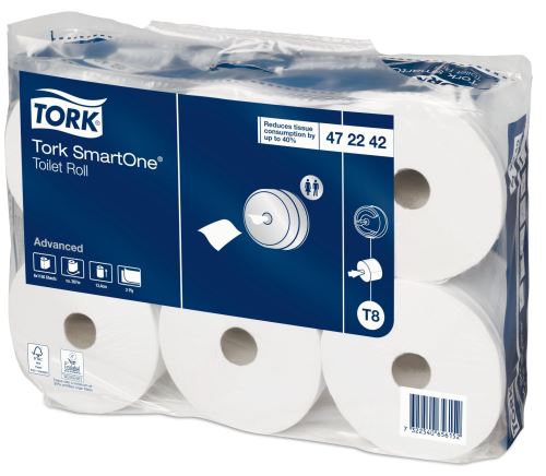 Tork SmartOne® Toilet Paper, 2 Ply, 1 x 6, White
