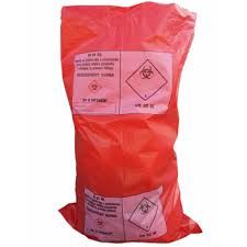 Waste bag red 100, 70 x 110 cm, 120L, 10 pcs/roll, printed INFECTIOUS WASTE