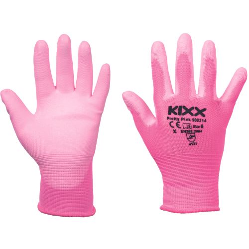Gloves PRETTY PINK, nylon PU palms, pink, size .9