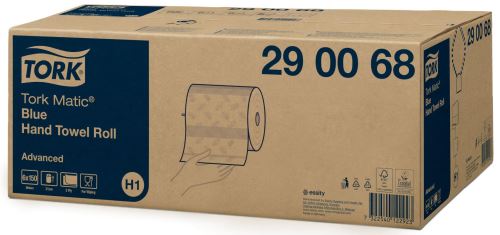 Tork Matic Blue Rolled Paper Towels, Advanced, 2 Ply, 1 x 6, Recycled/Blue