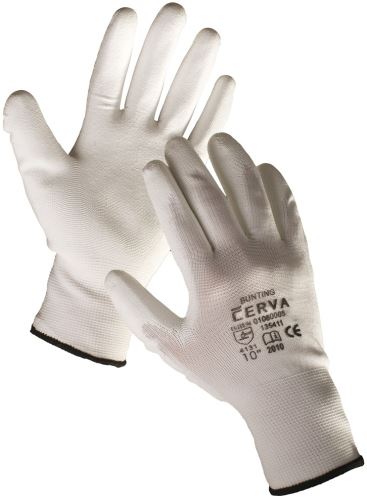 Gloves knitted BUNTING, size 10, white nylon