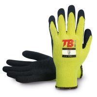 Working gloves TB 302 GRIP, No. 10, knitted seamless polyester, dipped in black latex Working gloves TB 302 GRIP, No. 10, knitted seamless polyester, dipped in black latex