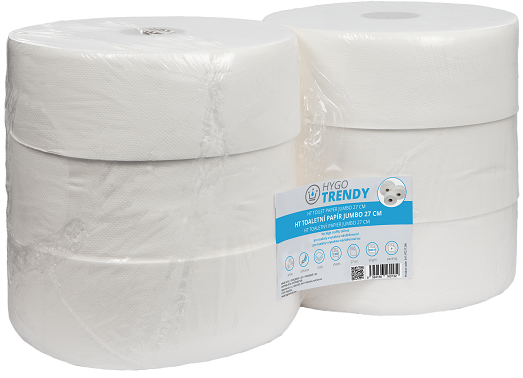 Toaletní papír jumbo 27 cm hygotrendy, 260 m, 27 cm/9,5 cm, 2 vrstvy, celuloza, 1 x 6 rolí