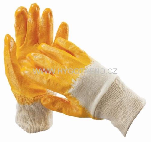 Work gloves HARRIER, knitted semi-soaked in yellow nitrile