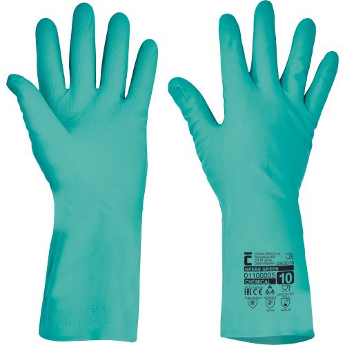 GREBE gloves, nitrile, green, 33 cm, No. 10