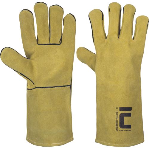 Working gloves SANDPIPER YELLOW, No. 11, full leather, welding, yellow