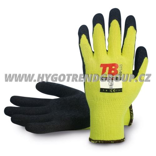 Working gloves TB 302 GRIP, No. 10, knitted seamless polyester, dipped in black latex