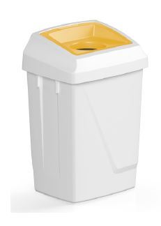 Filmop Koš odpadkový ATLAS FIT, 50L, plast, bílý se žlutou vložkou na sklo/plast/kov