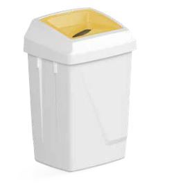 Filmop Waste bin ATLAS FIT, 50L, plastic, white with yellow paper insert