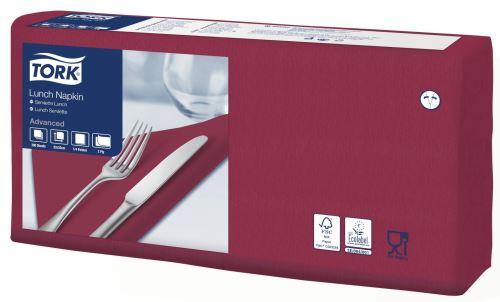 Tork bordeaux napkin - lunch, 33 x 33 cm, 2 layers, 1/4, 200 pcs