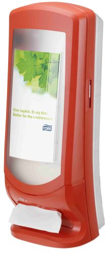 Tork Xpressnap® vysokokapacitní zásobník na ubrousky Interfold 21,6 x 33 cm,žirafa,červená