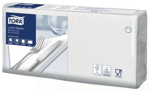Tork white napkin-lunch, 2 layers, white, 33 x 33 cm, 200 pcs
