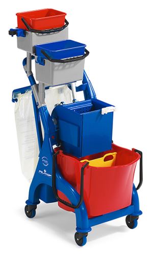 Filmop Cleaning cart VEGA 2 x 14L, 2 x 4L, bag holder, plastic