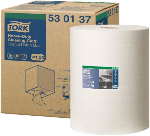 Tork Heavy-Duty Cleaning Cloth - Small Roll, 1 Ply, 280 Count, White