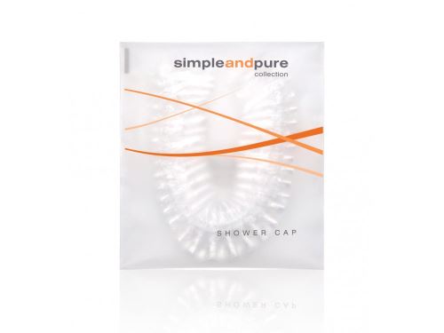 Shower cap in a bag, hotel. Simple and Pure