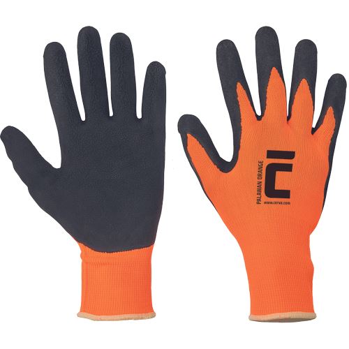 Gloves knitted PALAWAN ORANGE, nylon+latex, HV orange