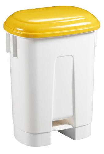 Filmop Waste bin, plastic, "SIRIUS 60" with step, 60L, yellow lid