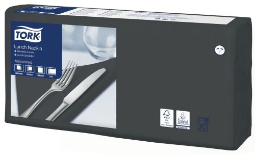 Tork black napkin-lunch, 33x33cm, 2-ply, 1/4, 200 pcs.