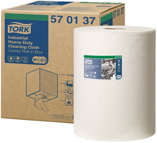 Tork Heavy-Duty Industrial Cleaning Cloth - Small Roll (White)