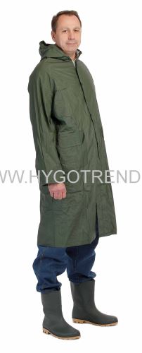 Protective coat CETUS with hood, PVC/polyester, green, XL