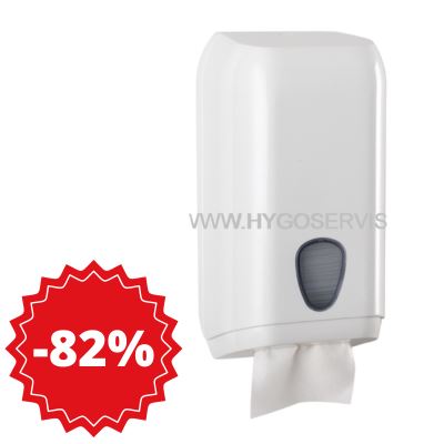 Folded toilet paper dispenser, Imbalpaper, plastic, white