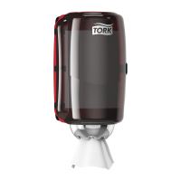 Tork Mini roll dispenser with central unwinding - red/black (1)