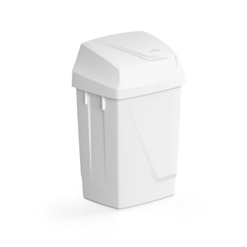 Filmop ATLAS waste bin, 50L, plastic, hinged lid, white