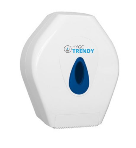 Toilet paper dispenser mini jumbo HYGOTRENDY, plastic, white, dia. 200 mm (5530)