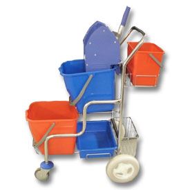 KAMZÍK cleaning cart, 2 x 17L, bucket 1 x 6L, basket