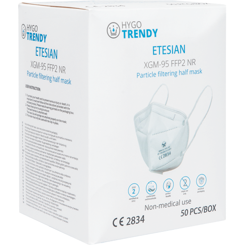 Respirátor hygotrendy etesian ffp2, skládaný, bez ventilku, 50ks
