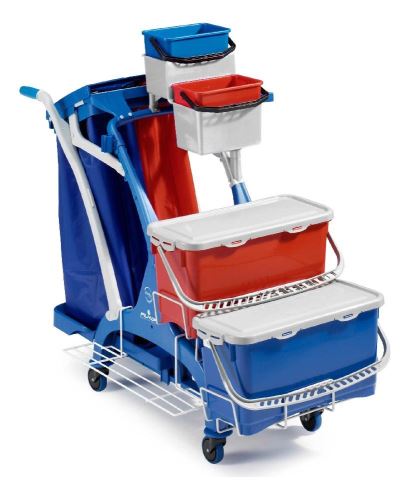 Filmop Cleaning cart VEGA 2 x 14L, 2 x 4L, bag holder, plastic