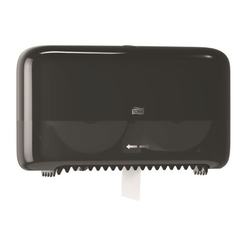 Tork Mid - size Twin dispenser for tubeless toilet paper, plastic, black