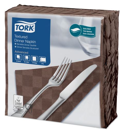 Tork Textured brown napkin - dinner, 38 x 39 cm, 2 layers, 50 pcs