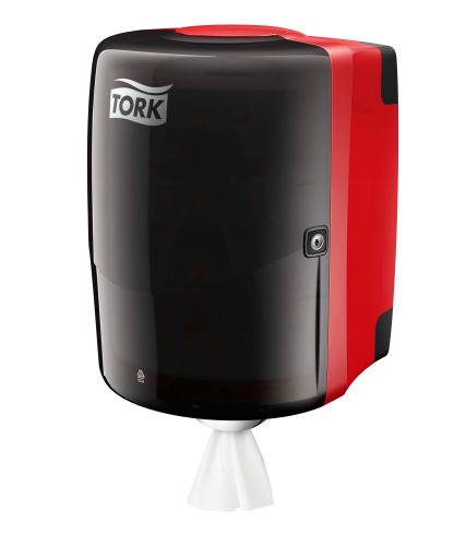Tork Maxi roll tray with central unwinding - UNIBOX, plastic, red - black