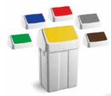 Filmop Waste bin PATTY, 12L, plastic, white, blue lid, 25x20x40 cm