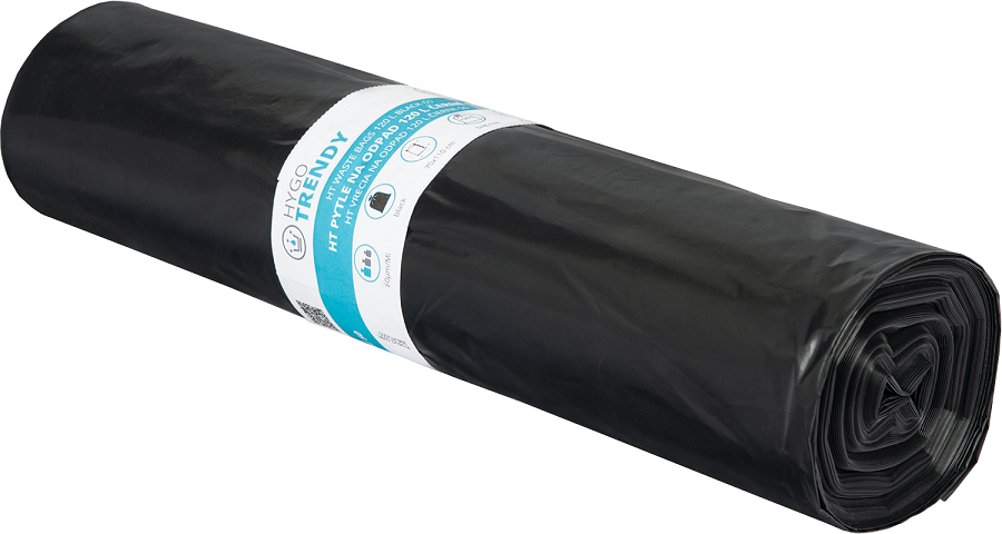 Pytel na odpad černý 60 hygotrendy, 70x110 cm, 120 l, 20 ks/role