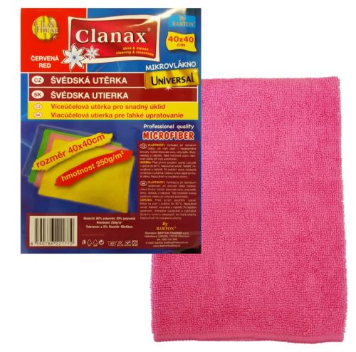 Swedish towel UNIVERSAL - microfiber, 40 x 40 cm, 250 g/m2, red